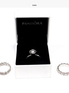 Pandora Silver Flower Ring with White Pearl